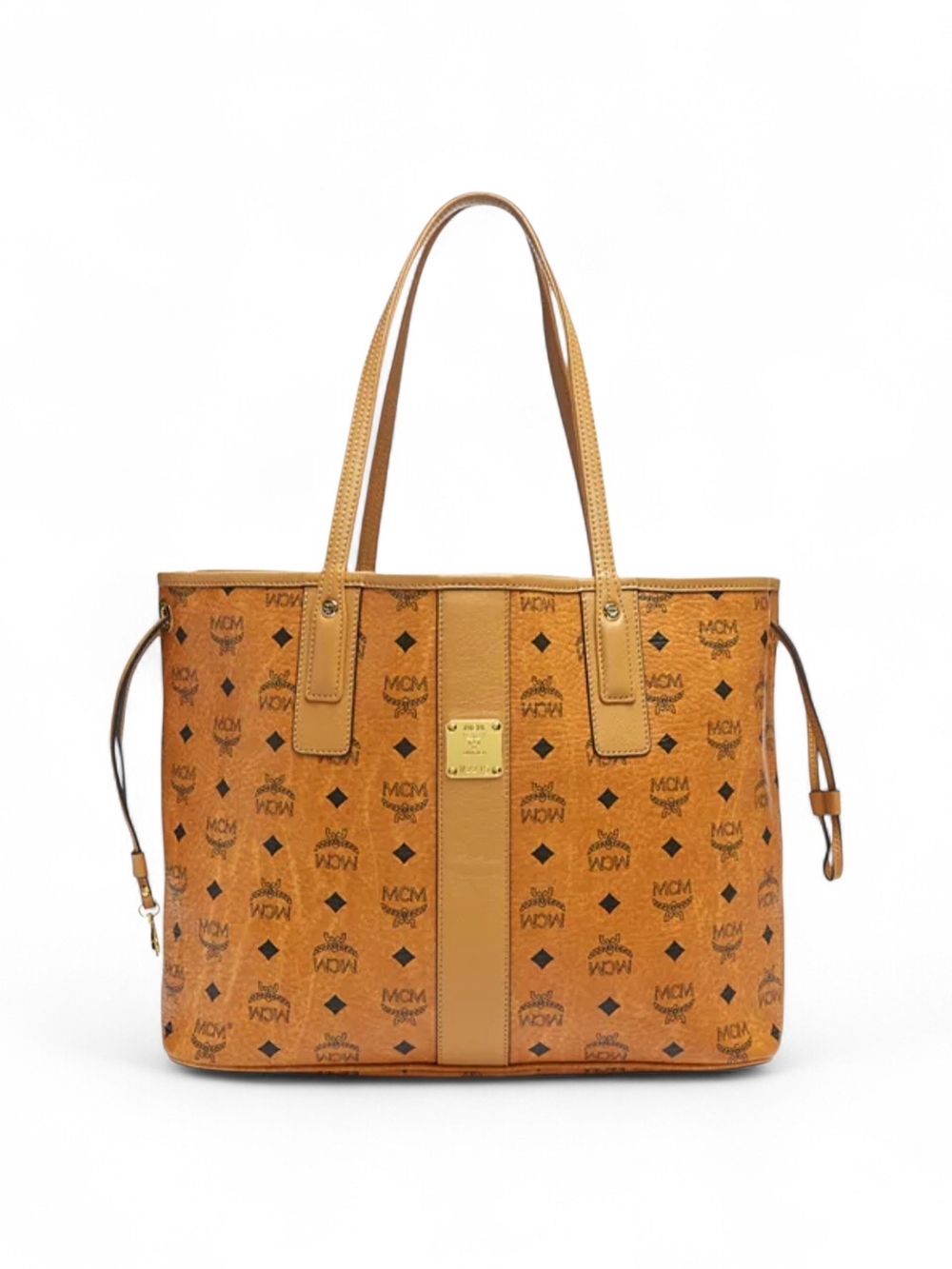 MCM Cognac Visetos Shopper Tote Bag